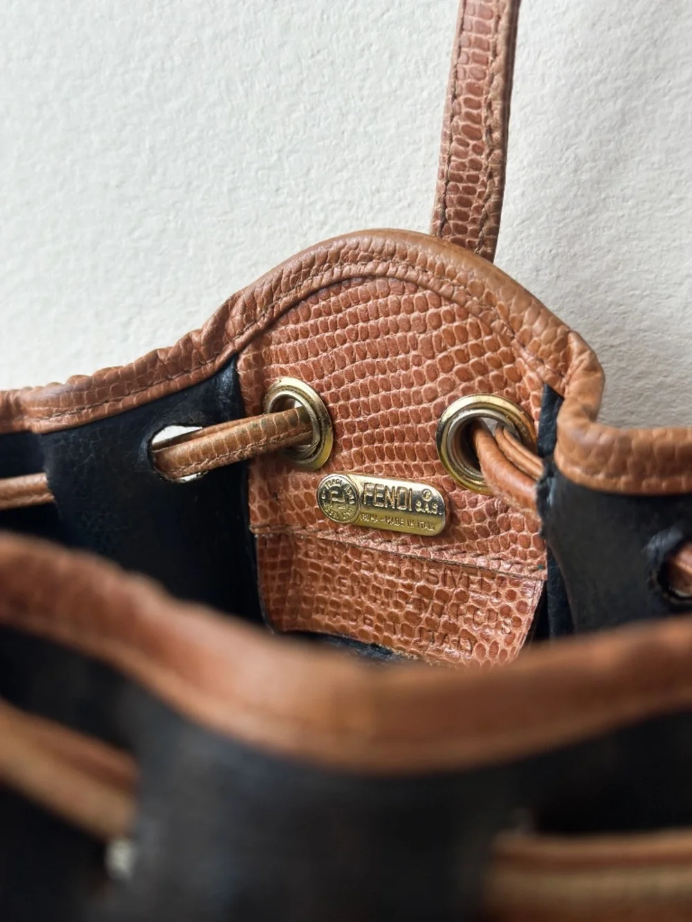 vintage 1980s Fendi Pequin bucket pouchette bag